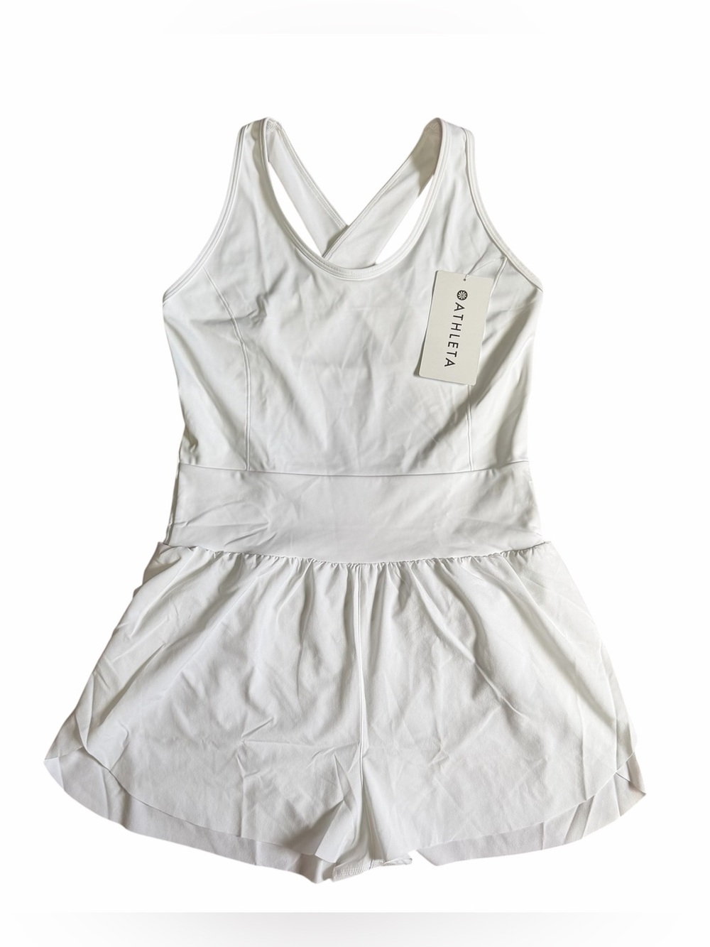 NEW Athleta White Crossover Runsie Activewear with Skirted Shorts US M